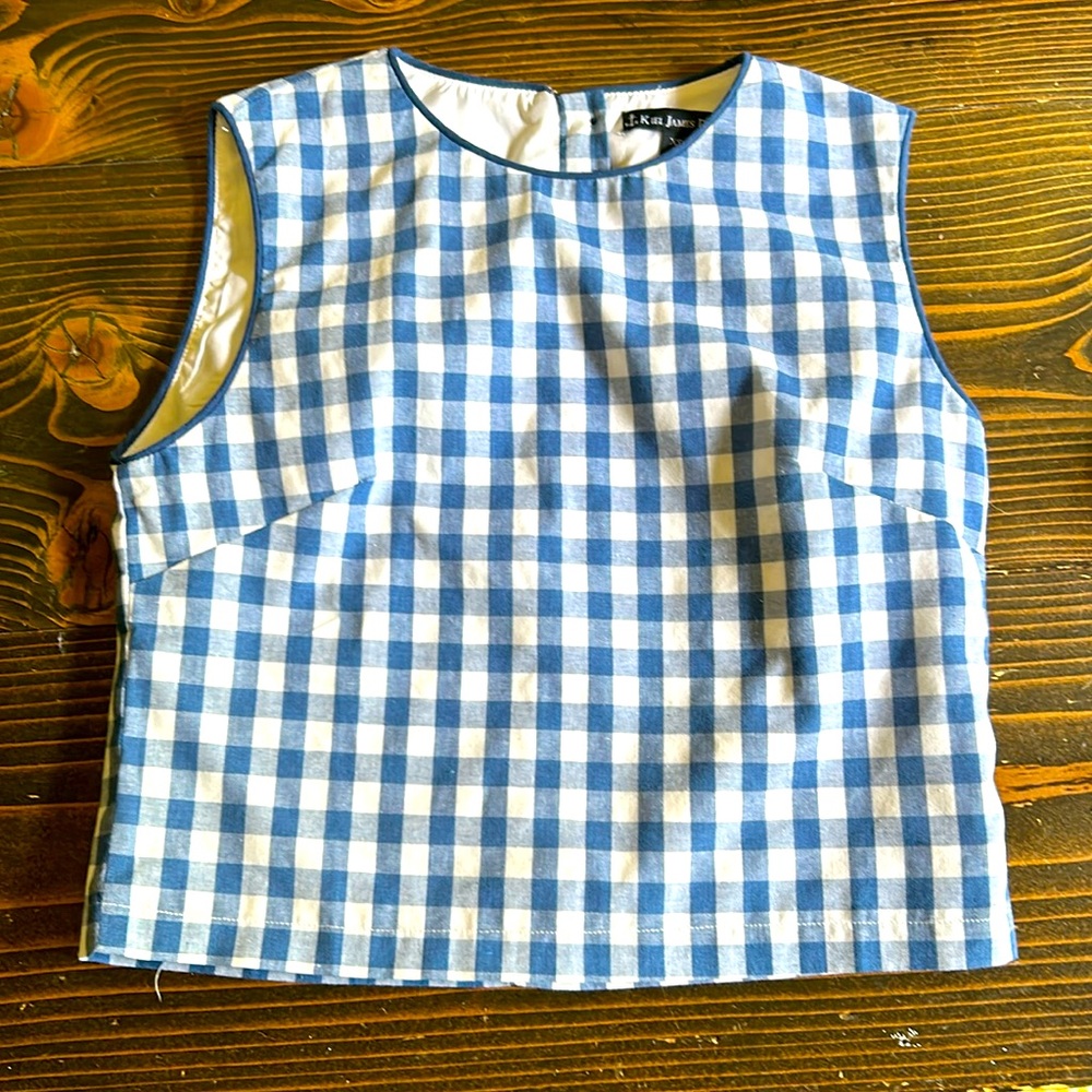 KJP shell top, blue gingham.